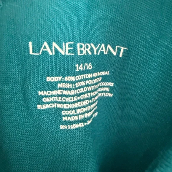 Lane Bryant Tank Top size 14 Teal V-Neck Cotton and Modal - Picture 4 of 5